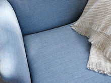 Fabrics Of Blue Couch And White Plaid