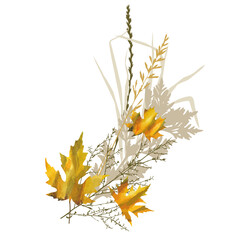 Wall Mural - Bouquet with autumn yellow maple leaves