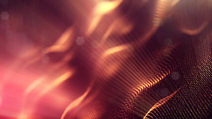 Wall Mural - 3d rendering background of microworld or sci-fi theme with glowing particles form curved lines, 3d s