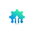 © Imnot99 - Technology Concept Icon. Cogwheel and Arrow up Symbol. Upgrade Setting Logo Design Template Element