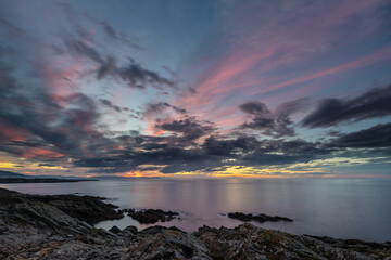 Wall Mural - Evolution of the storm on the Cantabrian coast until the spectacular multicolored sunset!