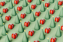 Pattern Of Xmas Gifts And Trees