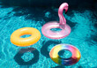 Beautiful and cute swimming ring, swimming in the pool in summer