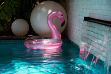 Beautiful And Cute Swimming Ring, Swimming In The Pool In Summer