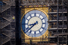 The Big Ben Clock Tower Restored With Dials And Clock Hands Repainted Prussian Blue, UK

