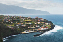 Aerial View Of The Village On The Coast Of Madeira Island