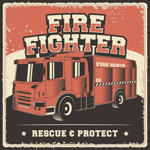 Retro Vintage Illustration Vector Graphic Of Firefighter Fire Department Service Fit For Wood Poster Or Signage