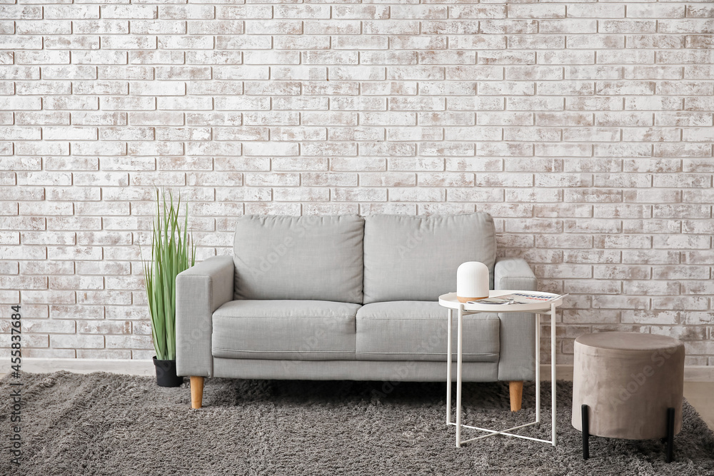 Interior of stylish living room with comfortable sofa