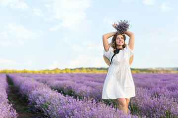 Sticker - Beautiful young woman in lavender field