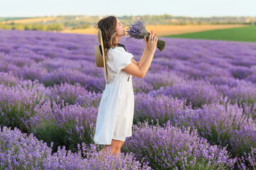 Sticker - Beautiful young woman in lavender field