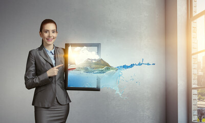 Canvas Print - Image of mountain and ocean waves