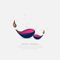 Vector  illustration of diya on Diwali celebration.