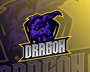 Wall Mural - Purple Dragon Head vector design illustration, suitable for modern illustration concept for team printing, badge, emblem, t-shirt etc