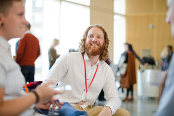 People talking during conference break