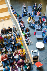 Wall Mural - High angle view of attentive audience