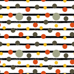 Wall Mural - Vector colored circles seamless pattern and black stirp background.