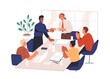 © Good Studio - People congratulate colleague at meeting in office. Happy manager handshaking business partner with respect, team applauding. Partnership concept. Flat vector illustration isolated on white background