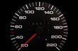 © ARVD73 - Speedometer in a car. Car dashboard. Dashboard details with indication lamps.Car instrument panel. Dashboard with speedometerCar detailing. Modern interior.Closeup.Copy space.