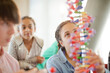 © KOTO - Students examining DNA model in classroom laboratory