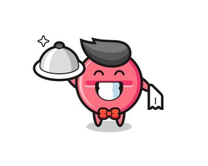 Poster - Character mascot of medicine tablet as a waiters