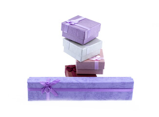 Wall Mural - giftbox stack of gifts long and square on isolated background pastel colors