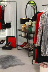 Poster - Modern wardrobe room interior with stylish furniture