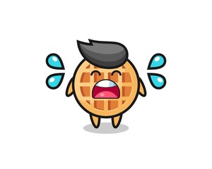 Sticker - circle waffle cartoon illustration with crying gesture