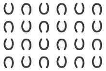 Horseshoes Iron Brown On White Background Pattern Design Stem Symbol Patricks Day