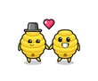 bee hive cartoon character couple with fall in love gesture