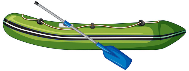 Wall Mural - Inflatable boat with oars on white background