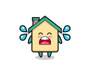 Sticker - house cartoon illustration with crying gesture