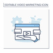 Demo video line icon. Demonstration video illustrates products and services.Attract prospective customers.Video marketing concept. Isolated vector illustration. Editable stroke