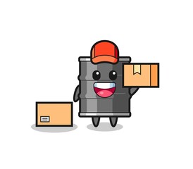 Sticker - Mascot Illustration of oil drum as a courier