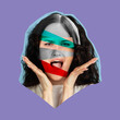 © Lustre Art Group  - Modern artwork. Contemporary collage of female portrait made of different face pieces. Concept of feminism and female rights support