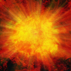 Poster - Explosion of fire as a symbol of hell and eternal torment. Explosion. (Strength, danger, power, energy)