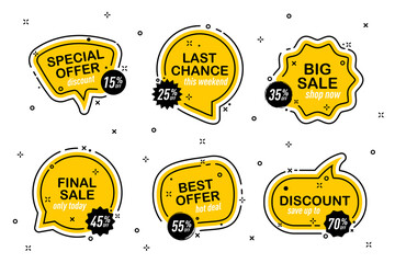 Poster - Set of sale labels with discount percentage tag