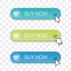 Aufkleber - Buy now button icon collection with different clicking hand cursor