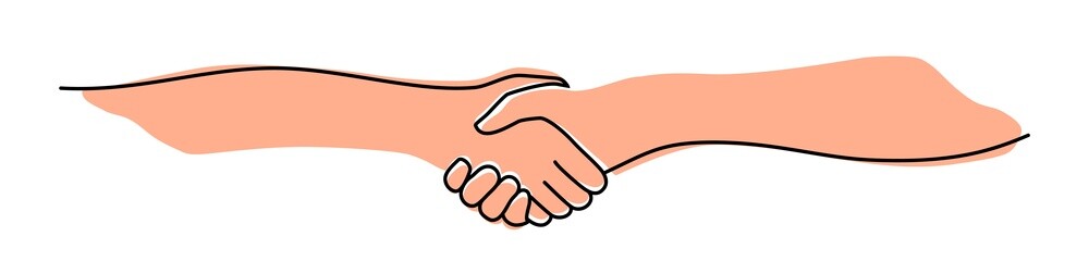 Wall Mural - Handshake, agreement, introduction banner hand drawn with single line