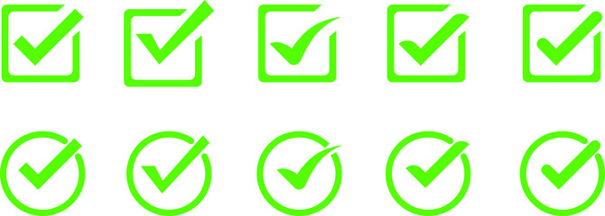 High Definition chek symbol icons, green chek sign vector 