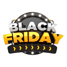 Yellow Black Friday 3D Label Render With Lights Isolated
