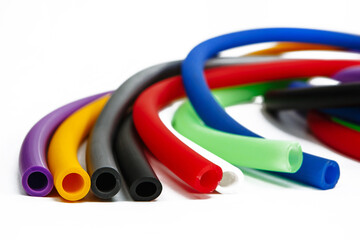 Multi-colored rubber hoses for use in the form of hookah pipes