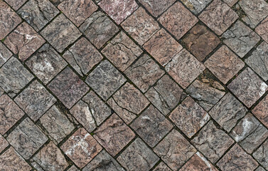 Poster - stone pattern part of the city square, gray and brown cobblestone