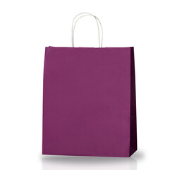 Wall Mural - Purple paper shopping bag isolated on white