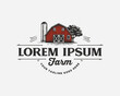 Vintage red barn farm logo design