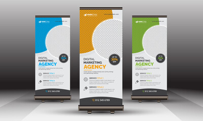 Business Roll Up Banner Template, Corporate Creative Unique, Signage Standee X Banner Design for Commercial and Multipurpose Use