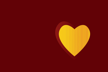 Wall Mural - Illustration of a yellow heart sign on a red background with a copy space