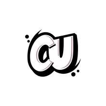 Simple Initial Logo Lettering Cartoon Grafity Black And White CU