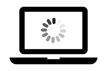 Loading process in laptop icon. Digital communication. Technical support system. Vector illustration. Stock image. 