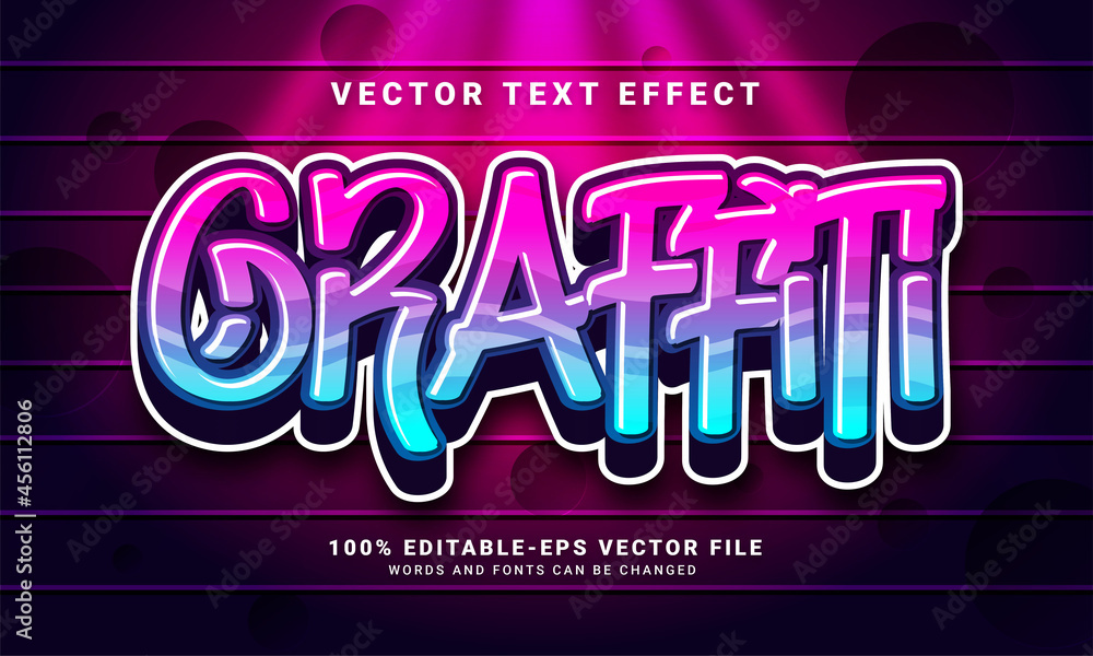 Graffiti 3D text effect, editable text and colorful text style Stock ...