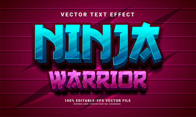 Wall Mural - Ninja warrior 3D text effect, editable text style